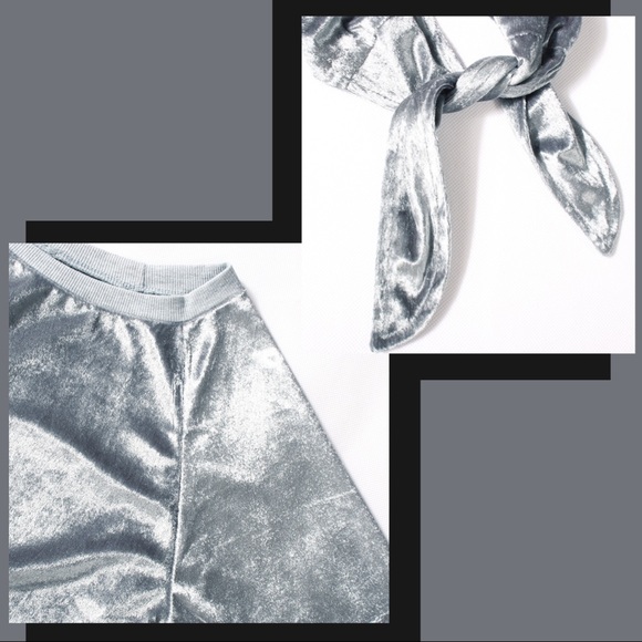 Off Shoulder Velvet Long Sleeve Tie Front Hem NWT - Picture 6 of 8